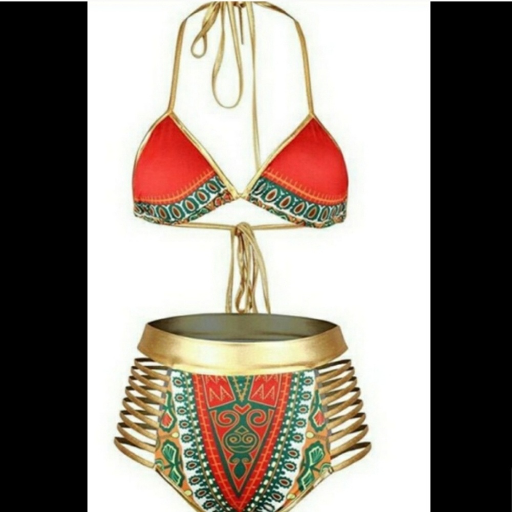 Aztec/Tribal print high waist sz 2xl swimsuit